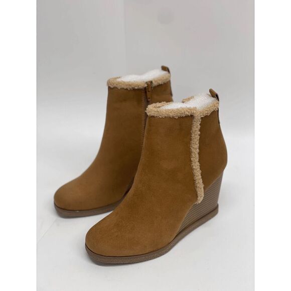 Sun + Stone Women's Camillia Wedge Bootie - Tan Micro 7M - Picture 1 of 7